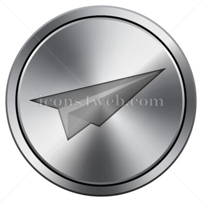 Paper plane icon. Round icon imitating metal. - Website icons