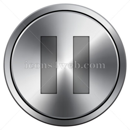 Pause icon. Round icon imitating metal. Pause button - Website icons