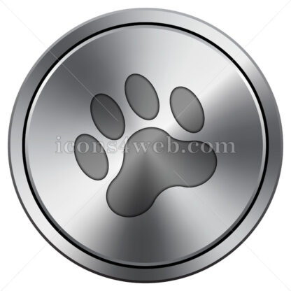 Paw print icon. Round icon imitating metal. - Website icons