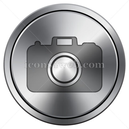 Photo camera icon. Round icon imitating metal. - Website icons