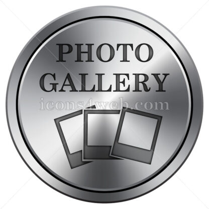 Photo gallery icon. Round icon imitating metal. Photo gallery button. - Website icons