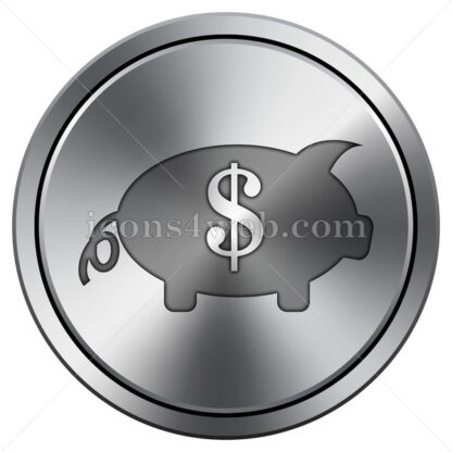 Piggy bank icon. Round icon imitating metal. - Website icons