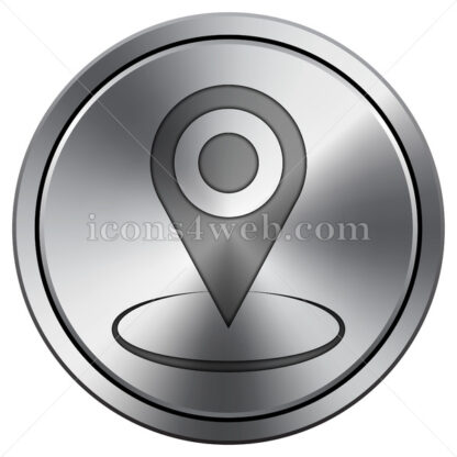 Pin location icon. Round icon imitating metal. - Website icons