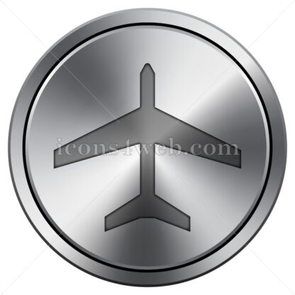 Plane icon. Round icon imitating metal. - Website icons
