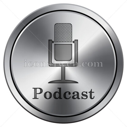 Podcast icon. Round icon imitating metal. - Website icons
