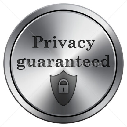 Privacy guaranteed icon. Round icon imitating metal. - Website icons