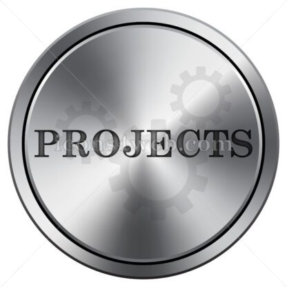 Projects icon. Round icon imitating metal. - Website icons