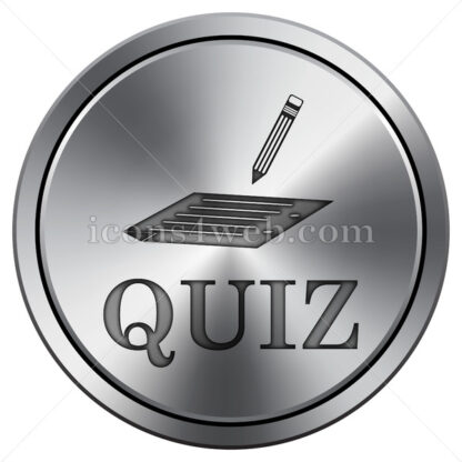 Quiz icon imitating metal with carved design. Round icon with border. - Website icons