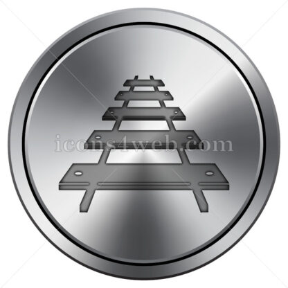 Rail road icon. Round icon imitating metal. - Website icons
