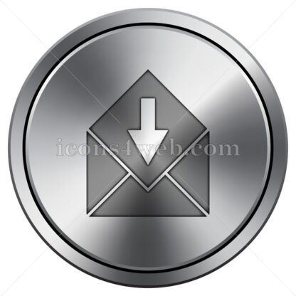 Receive e-mail icon. Round icon imitating metal. - Website icons