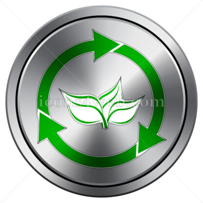 Recycle arrows icon. Round icon imitating metal. - Website icons