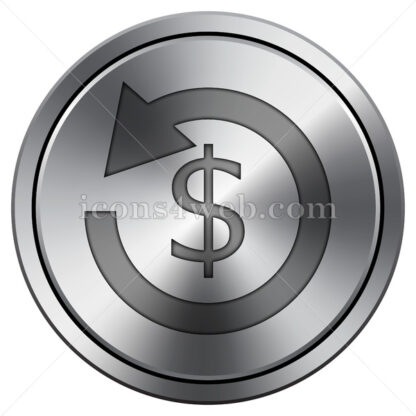 Refund sign icon. Round icon imitating metal. - Website icons
