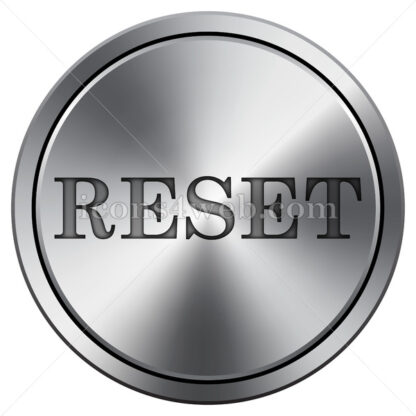 Reset icon imitating metal with carved design. Round icon with border. - Website icons