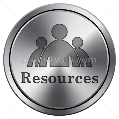 Resources icon. Round icon imitating metal. - Website icons
