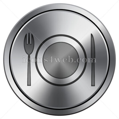 Restaurant icon. Round icon imitating metal. - Website icons