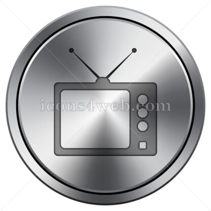 Retro tv icon. Round icon imitating metal. - Website icons