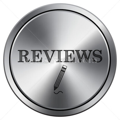 Reviews icon. Round icon imitating metal. - Website icons