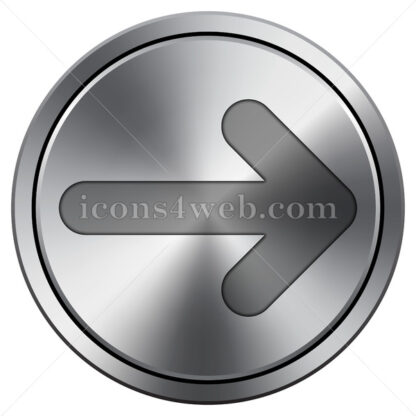 Right arrow icon. Round icon imitating metal. - Website icons
