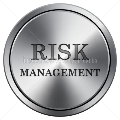 Risk management icon. Round icon imitating metal. - Website icons