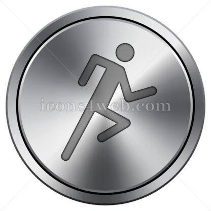 Running man icon. Round icon imitating metal. - Website icons