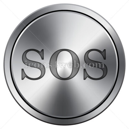 SOS icon. Round icon imitating metal. - Website icons