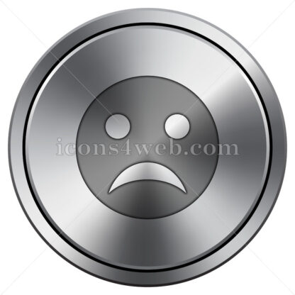 Sad smiley icon. Round icon imitating metal. - Website icons
