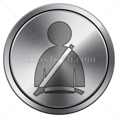 Safety belt icon. Round icon imitating metal. - Website icons