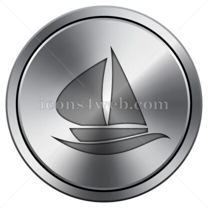 Sailboat icon. Round icon imitating metal. - Website icons