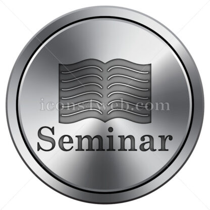 Seminar icon. Round icon imitating metal. - Website icons