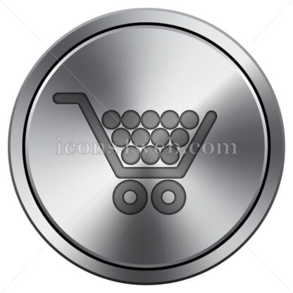 Shopping cart icon. Round icon imitating metal. - Website icons