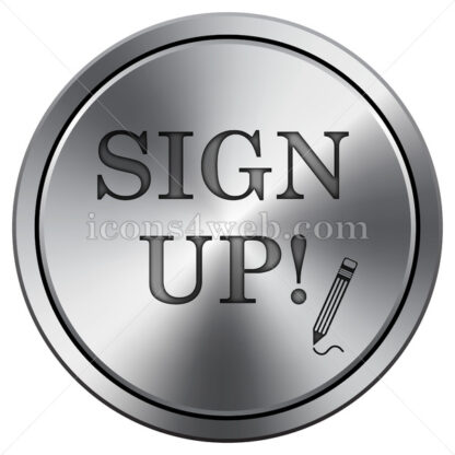 Sign up icon. Round icon imitating metal. - Website icons