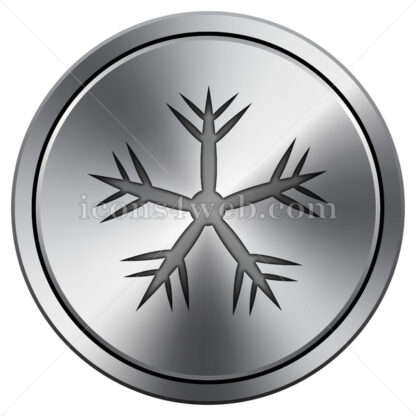 Snowflake icon. Round icon imitating metal. - Website icons