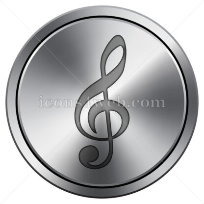 Sol key music symbol icon. Round icon imitating metal. - Website icons