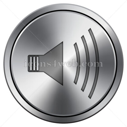 Speaker icon imitating metal with carved design. Round icon with border. - Website icons