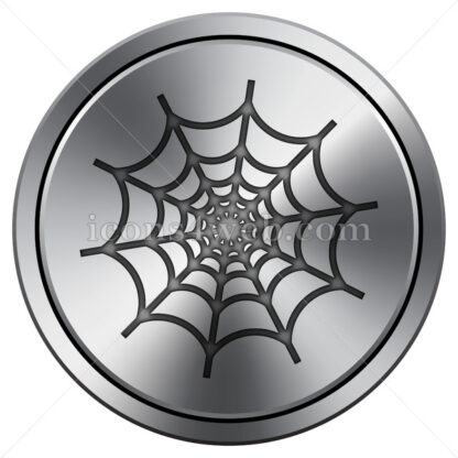 Spider web icon. Round icon imitating metal. - Website icons