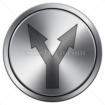 Split arrow icon. Round icon imitating metal. - Website icons