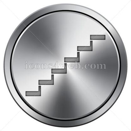 Stairs icon. Round icon imitating metal. - Website icons