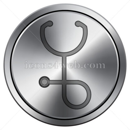 Stethoscope icon. Round icon imitating metal. - Website icons