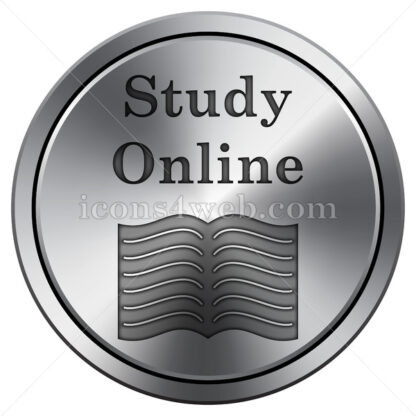 Study online icon. Round icon imitating metal. - Website icons