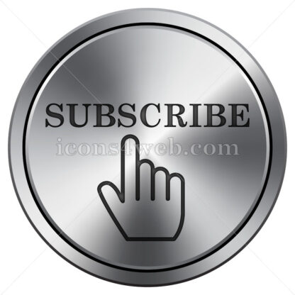 Subscribe icon imitating metal with carved design. Round icon with border. - Icons for website