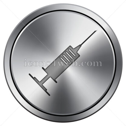 Syringe icon. Round icon imitating metal. - Website icons