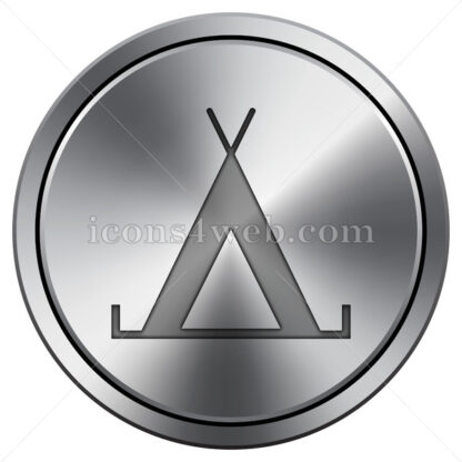 Tent icon. Round icon imitating metal. - Website icons