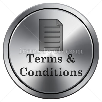 Terms and conditions icon. Round icon imitating metal. - Website icons