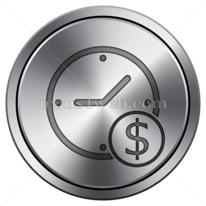 Time is money icon. Round icon imitating metal. - Website icons