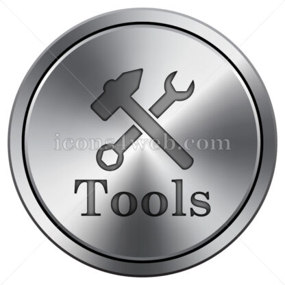 Tools icon. Round icon imitating metal. - Website icons