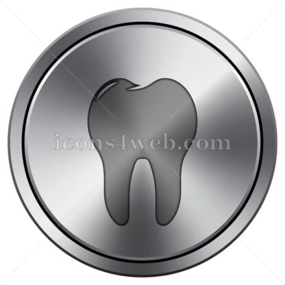 Tooth icon. Round icon imitating metal. - Website icons