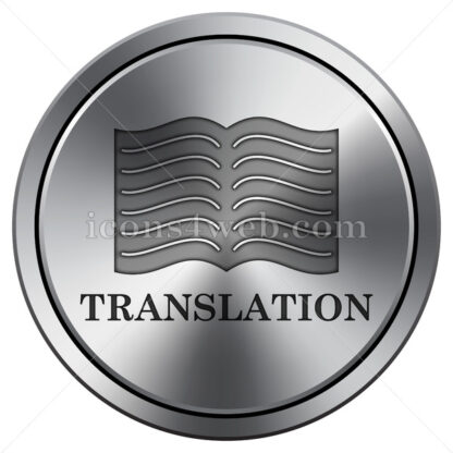 Translation book icon. Round icon imitating metal. - Website icons