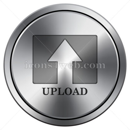Upload icon. Round icon imitating metal. - Website icons
