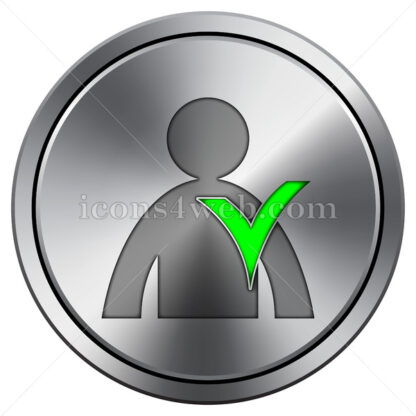 User online icon. Round icon imitating metal. - Website icons