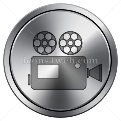 Video camera icon. Round icon imitating metal. - Website icons